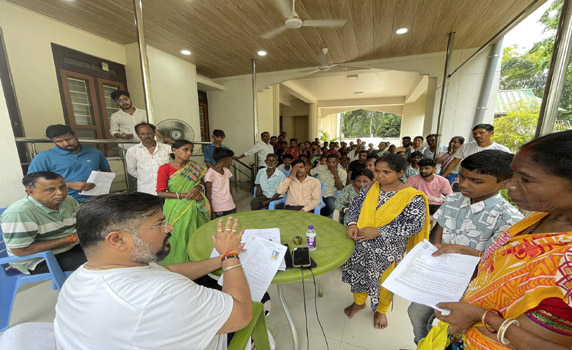 Tripura minister Sushanta Chowdhury holds ‘Janatar Darbar’ at his official residence.